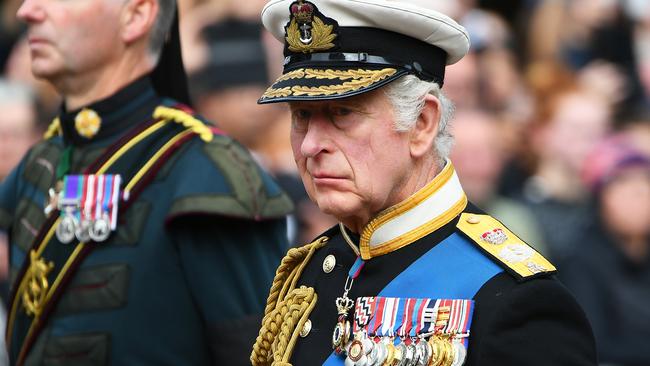 Charles opted to wear a Royal Navy uniform to the Queen’s funeral. Picture: Getty Images