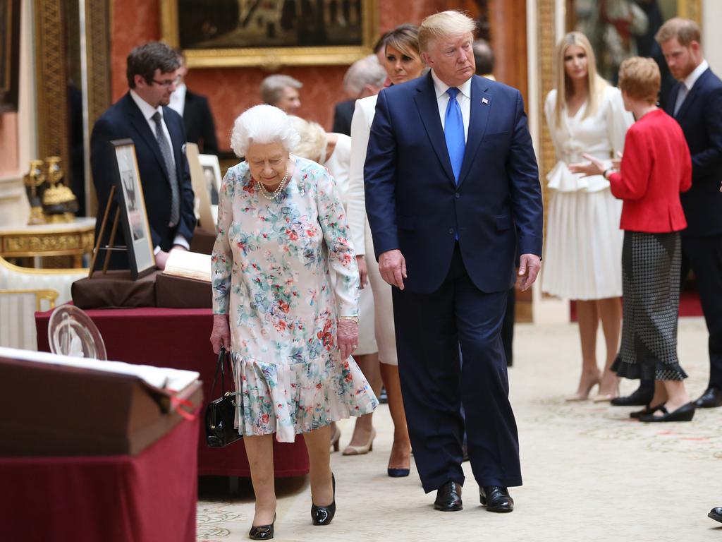 Queen Elizabeth II, Donald Trump, Ivanka Trump, and Prince Harry, Duke of Sussex at Buckingham Palace on June, 2019 in London. Picture: Getty Images