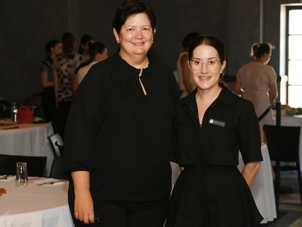 Sonia Viero-Malone and Tracey Mayhew at the Townsville Business Women's Circle's function. Picture: Shae Beplate.