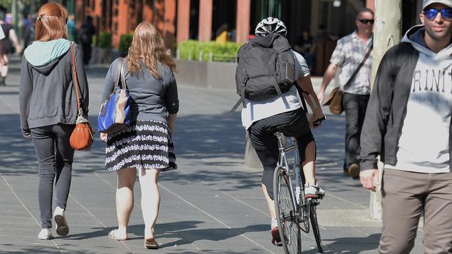 Operation River Run will patrol the busy Southbank Promenade for cyclists exceeding the speed limit. Picture: Ellen Smith