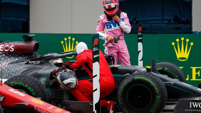 Four-time World Champion Sebastian Vettel finished third and was able to congratulate Hamilton.