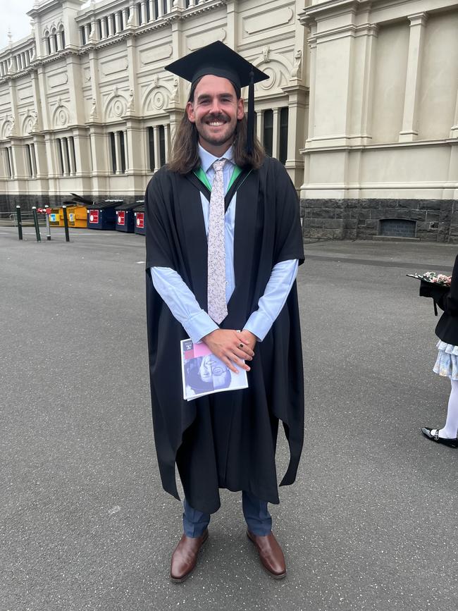 Blake Ellul-Thorn (Master of Education) at the University of Melbourne graduations held at the Royal Exhibition Building on Saturday, December 14, 2024. Picture: Jack Colantuono