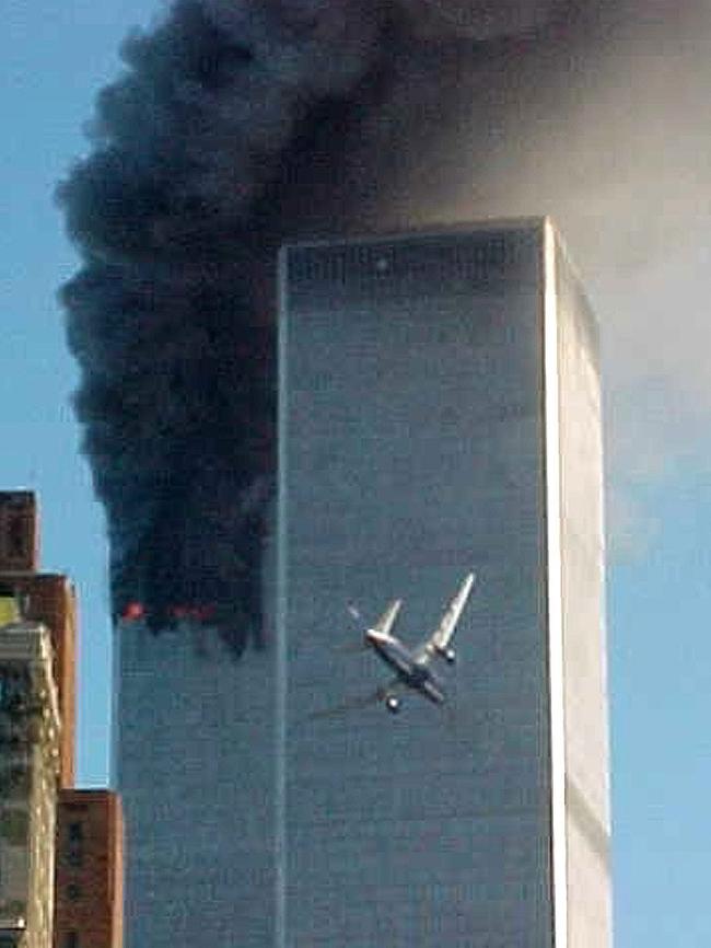 A video still of the second hijacked planed about to fly into the southern tower.