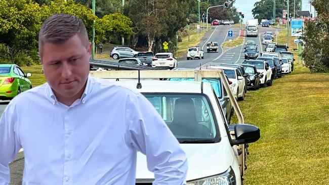 Federal MP for Bowman Henry Pike says cars are parked all over the footpath outside the hospital to avoid paying the parking fees and are creating traffic hazards. Picture: Contributed