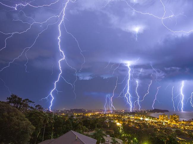 MUST CREDIT www.mattkemp.com . 100 years of Anzac ends with a sky show - collaroy, a multiple exposure photograph of lightning over Collaroy april 25 2015. pic: Matt Kemp www.mattkemp.com