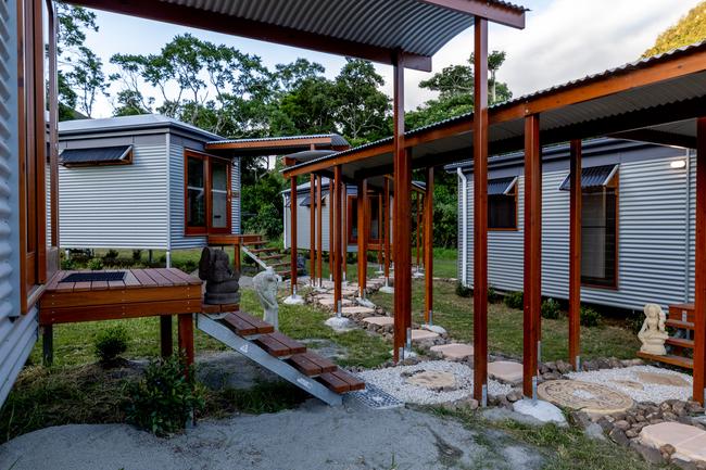 The Mount Jukes Eco Resort, built from scratch by yoga aficionado David Deakin, holds glamping tents and a half-moon shaped house that face Mt Jukes and Mr Deakin says the â€œenergyâ€ of the property has to be experienced to be understood. Picture: Contributed