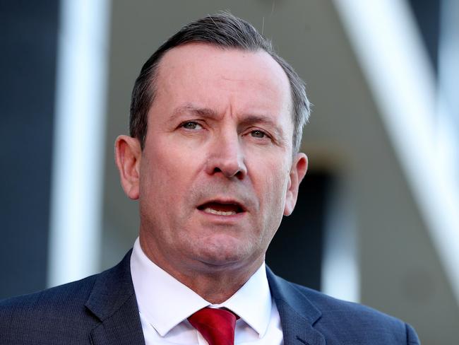 Western Australia Premier Mark McGowan speaks to the media during a press conference in Perth, Friday, May 1, 2020. (AAP Image/Richard Wainwright) NO ARCHIVING