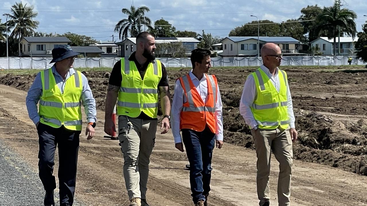 Operations manager Damian Vassallo with Mackay Airport CEO as stage one of the Milton St development began. Photo: Fergus Gregg