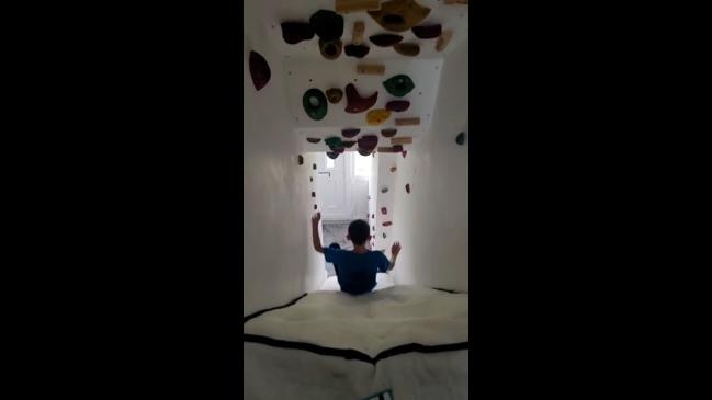 Dad transforms stairs into epic rock climbing course | news.com.au ...