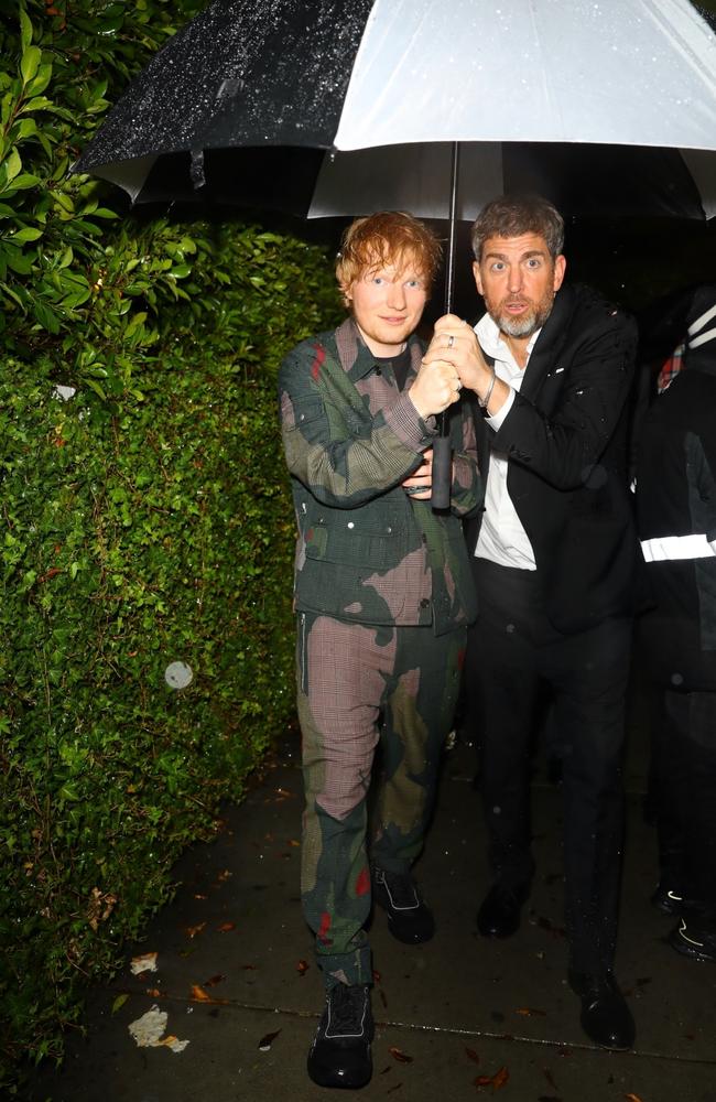 Ed Sheeran (left) attends Gucci's Grammys afterparty. Picture: BlayzenPhotos/Backgrid