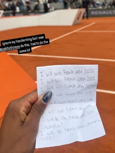 Coco Gauff manifested her French Open win. Photo: Instagram.