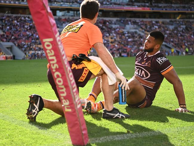 Broncos behemoth Payne Haas suffered an injury in round 25 of the 2021 season. Picture NRL Images