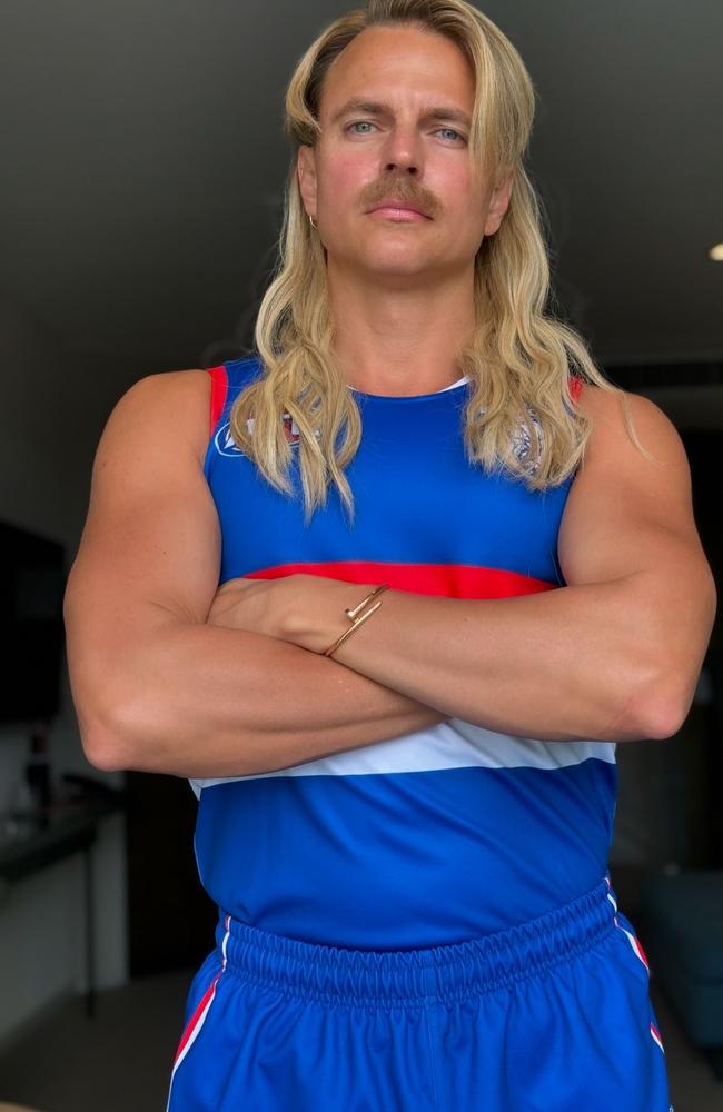 Australian drag queen and tv personality Courtney Act dressed up as AFL player Bailey Smith for Halloween. Picture: Instagram