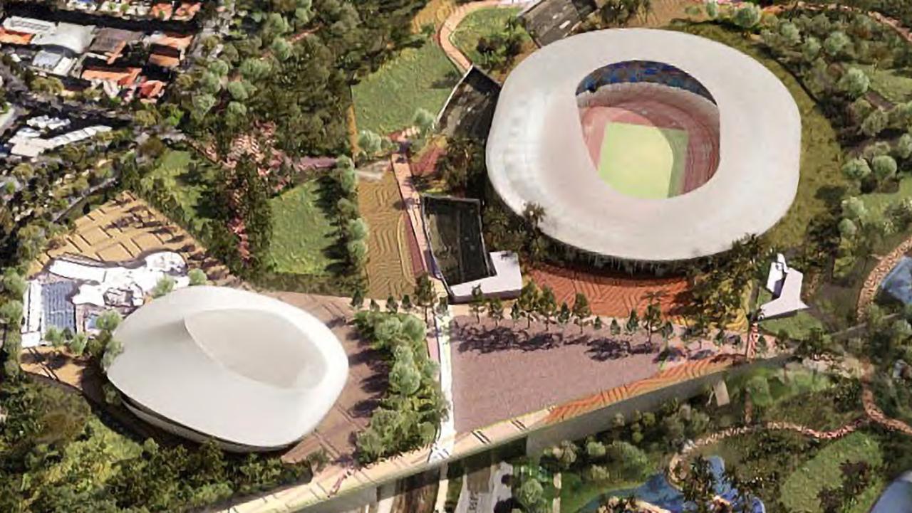 A view of the proposed Brisbane Stadium and New National Aquatic Centre at Victoria Park, in the Arcadis Victoria Park Strategic Plan. Picture: Supplied