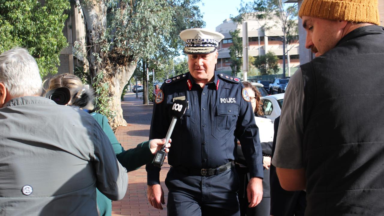 NT Police Commissioner Michael Murphy arrives at the Alice Springs Local Court for the final day of an inquest into the death of Kumanjayi Walker. Picture: Jason Walls