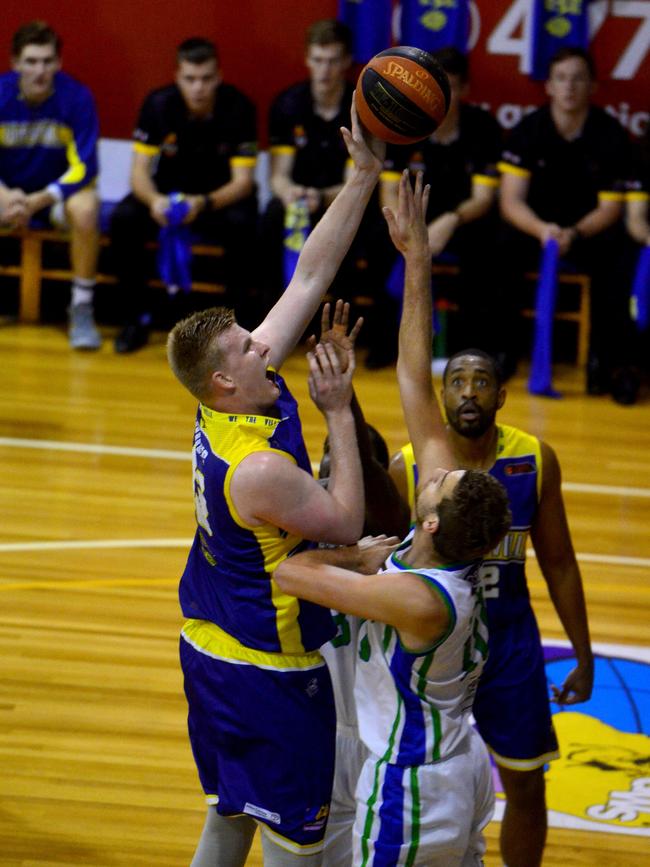 Queensland Basketball League quarter finals at Townsville Basketball Stadium. Townsville Heat against Gold Coast Rollers. Heat's Harry Frolling. Picture: Evan Morgan