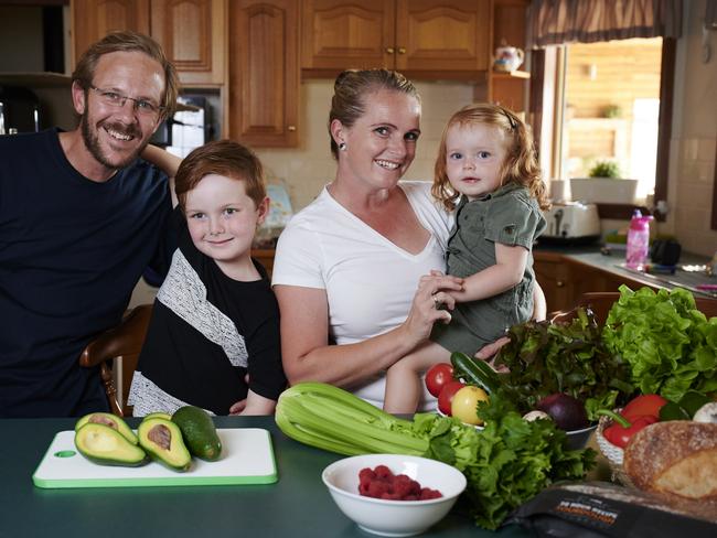 The Keen family from Glenmore Park in NSW – Mitchell, Harrison, Lisa and Matilda were “ecstatic” to find the Golden Avocado. Picture: Jaimi Joy/Getty