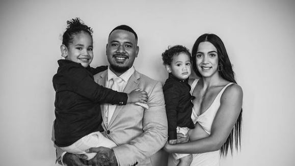 Netball champ Hulita Veve (right) with her sons Jakiah, 4, and Jeramiah, 2, and husband Jerome Veve. Picture: Hulita Veve/Instagram