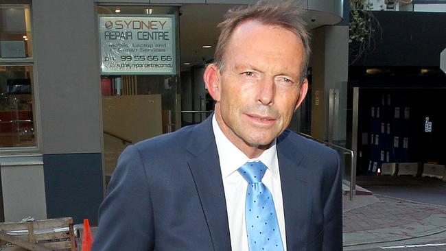 Tony Abbott arrives at the launch of James Allen’s edited collection of essays Making Australia Right in North Sydney. Picture: Hollie Adams/The Australian