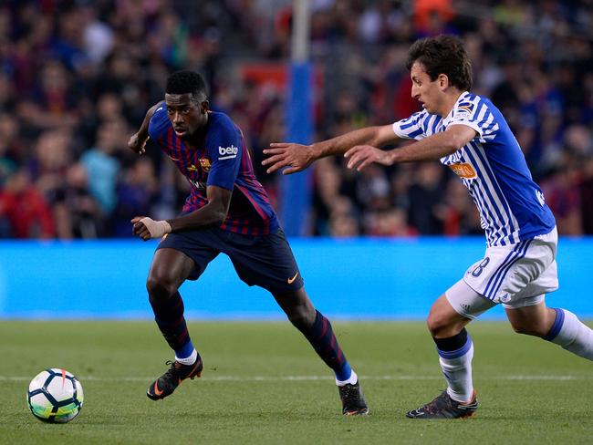 Barcelona's French forward Ousmane Dembele on the run.