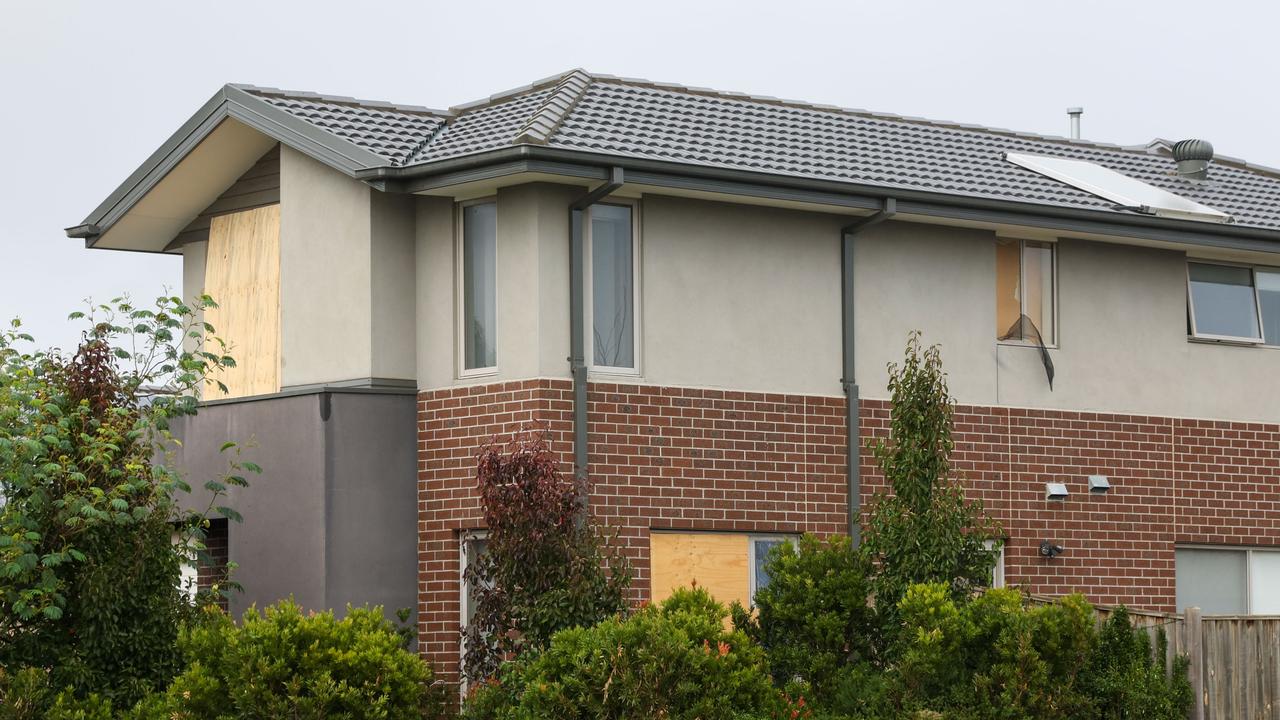 Edward’s brother Calum von Moger suffered a serious injury earlier this year after falling from a second-storey window at his Geelong home (pictured). Three windows were damaged during the incident. Picture: news.com.au