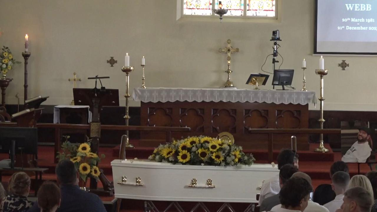 The funeral of NRL player Carl Webb was live streamed.