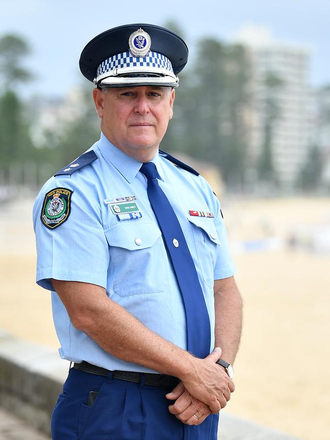 Northern Beaches Local Area Superintendant Dave Darcy at Manly Beach. Picture: AAP /Joel Carrett