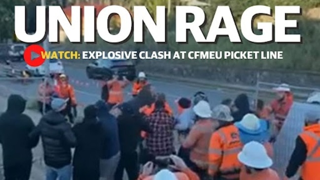 'You f***ing dog': Tensions explode at CFMEU blockade