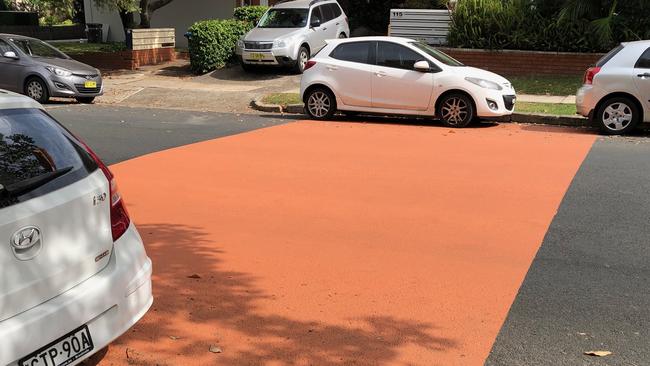 Northern Beaches Council has placed orange road markings on a number of streets in Dee Why to designate entry and exit from 