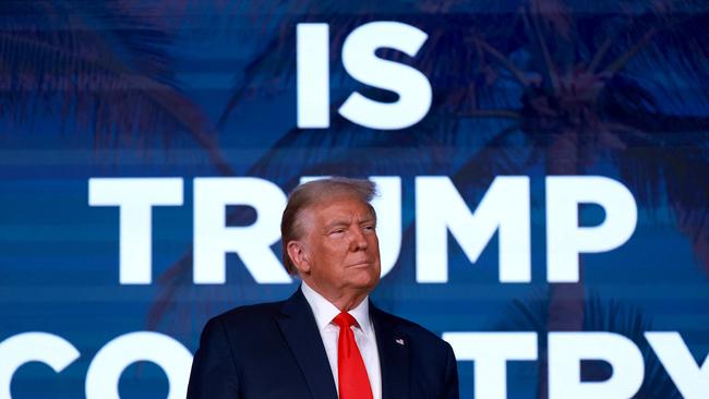 Republican presidential candidate President Donald Trump looks on during the Florida Freedom Summit.