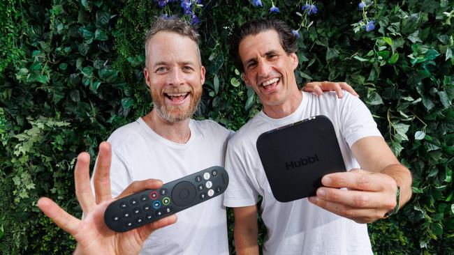 Hamish and Andy in Sydney with the new Hubbl devices. Picture: NCA NewsWire / David Swift