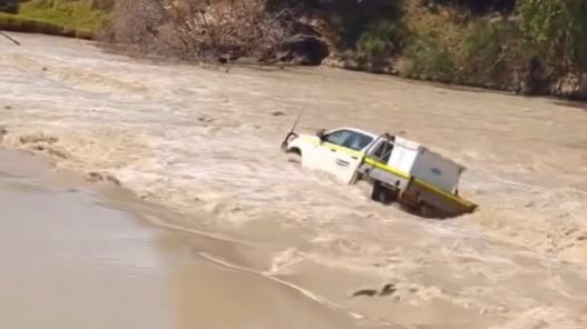 A utility driver came dangerously close to being washed of Cahills Crossing on Friday, August 23, 2024. Picture: Instagram/ davidmcmahonaustralia