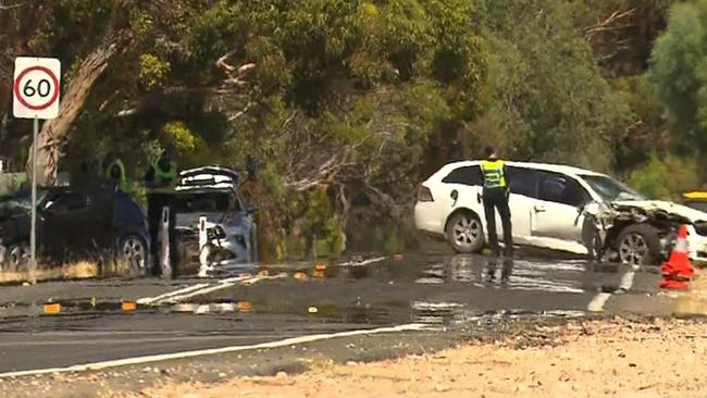 49-year-old Hewett man has died and two children have been injured after their black Volkswagen collided with another car on Uley Road at Craigmore. Picture 7News