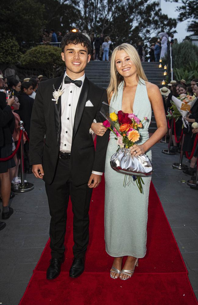 Mia Grundon and partner Ethan Brooks arrive at The Glennie School formal at Picnic Point, Thursday, September 12, 2024. Picture: Kevin Farmer