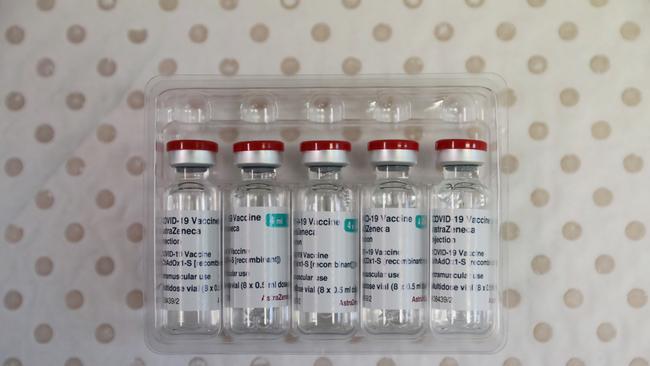 Message in a bottle: Vials of AstraZeneca vaccine wait ready to be jabbd into arms. Picture: Adam Taylor