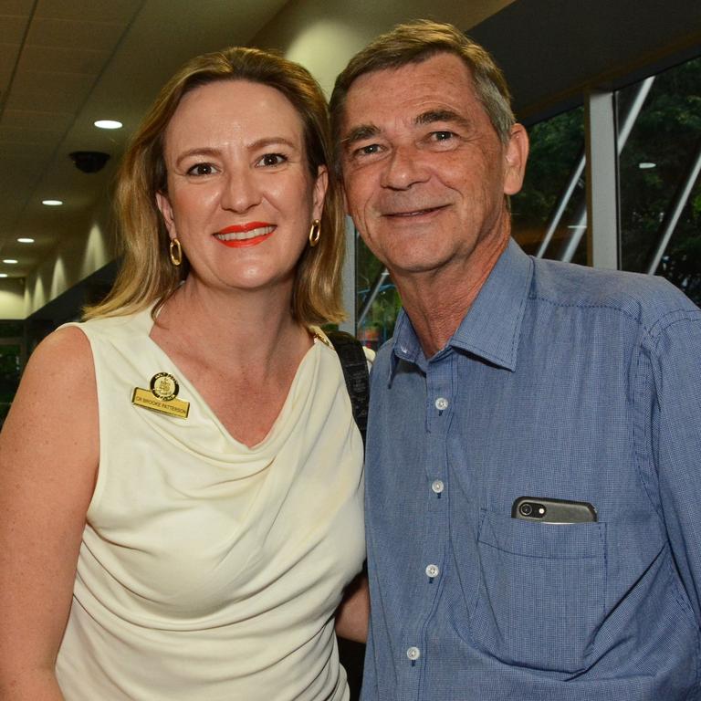 Cr Brooke Patterson and Wayne Hickson at GC Academy of Sport Awards night at Southport Sharks, Parkwood. Pic: Regina King.