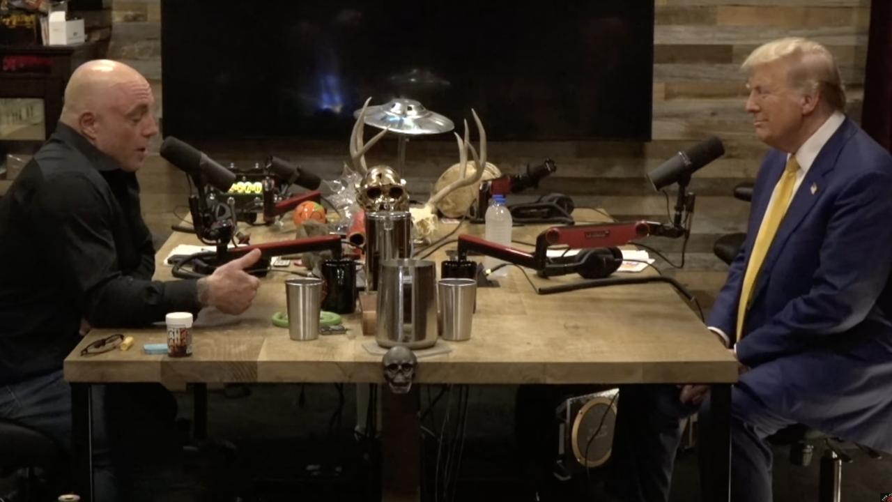 Joe Rogan interviewing Donald Trump on his podcast. Picture: YouTube