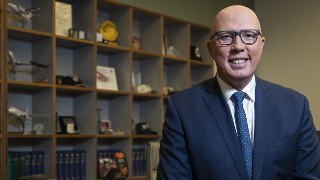 Federal Liberal Leader Peter Dutton in his office at Parliament House, Canberra, this week. Picture: NCA NewsWire/Martin Ollman