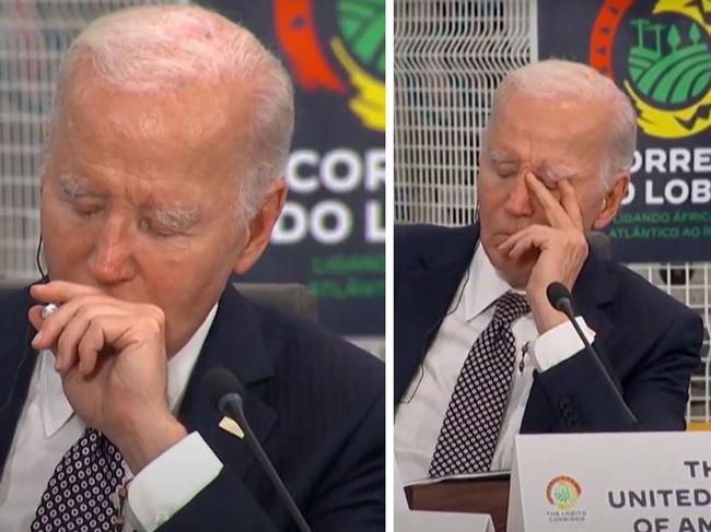 Joe biden falls asleep at conference in Angola. Picture: YouTube