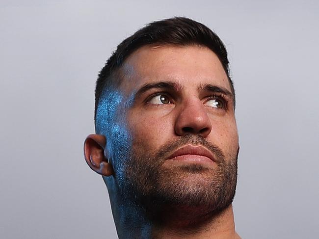 PLEASE CHECK WITH DAILY TELEGRAPH SPORT AND PICTURE DESK BEFORE USE - James Tedesco of the Sydney Roosters NRL team poses for a portrait at the SCG ahead of the 2019 NRL Grand Final. Picture: Brett Costello