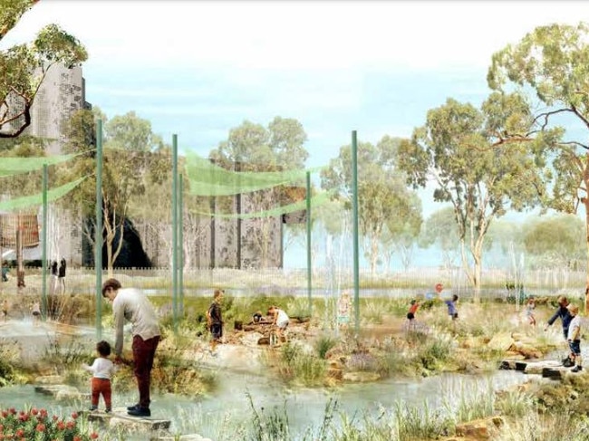 Playground and creek restoration as part of Woodward Place Masterplan. Picture: Terrior architecture