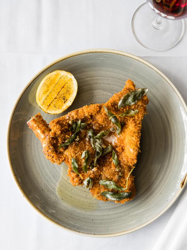 Crumbed veal cutlet at Otto. Picture: Supplied