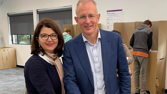 Bradfield Liberal MP Paul Fletcher voting at Montessori School. Picture: David Barwell