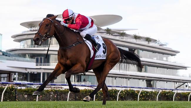 Arcadia Queen has become only the fifth mare to win the Mackinnon Stakes.