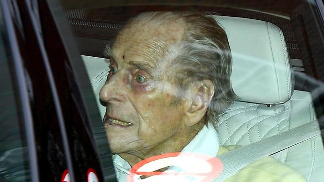 The Duke of Edinburgh leaves King Edward VII Hospital in London. Picture: Getty Images