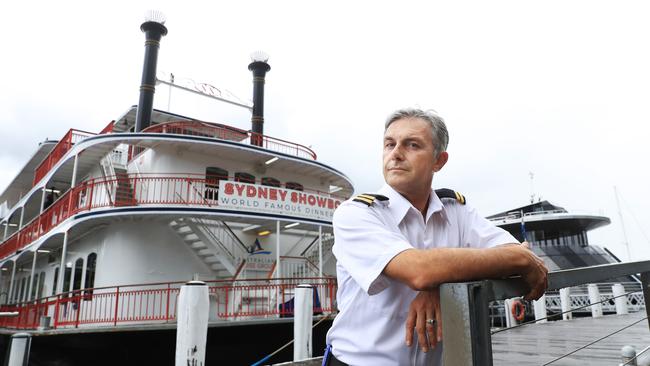 Australian Cruise Group captain Mujdat Aktepe, at Kings Wharf in Sydney, is expecting a low turnout on New Year’s Eve. Picture: John Feder/The Australian.