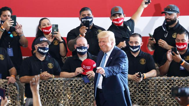 Donald Trump at a rally at The Defence Contractor Complex in Yuma, Arizona, on Wednesday. Picture: AFP