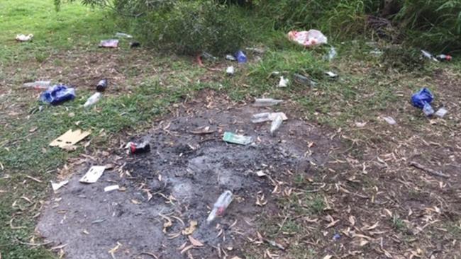 Rubbish left at Reedy Creek Park in Yamba.