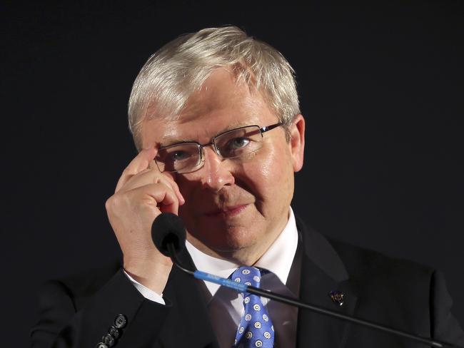 Kevin Rudd has attacked Malcolm Turnbull again. Picture: AP