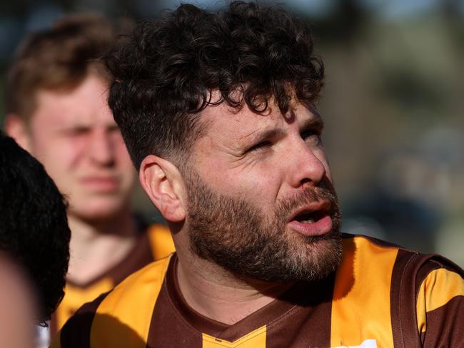 RDFNL: Lancefield v Woodend-Hesket: Josh Pound playing coach of Woodend-Hesket at Lancefield Park on Saturday July 8, 2023 in Lancefield, Australia.Photo: Hamish Blair